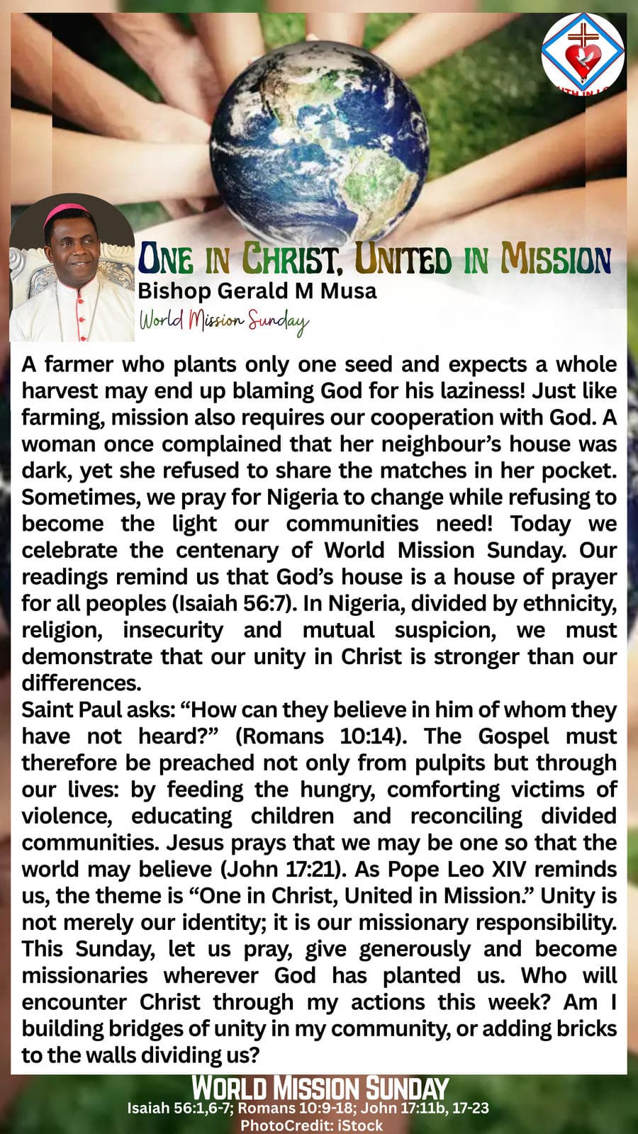 ONE IN CHRIST, UNITED IN MISSION